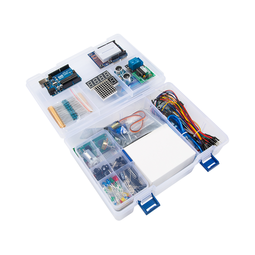 Дополненный набор Arduino UNO R3 DIP с фирменным логотипом батарейкой крона 9В и блоком питаниия под американскую розетку